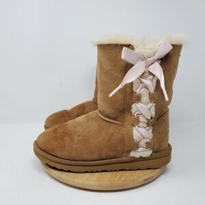 UGG Tan Boots with Pink Bows